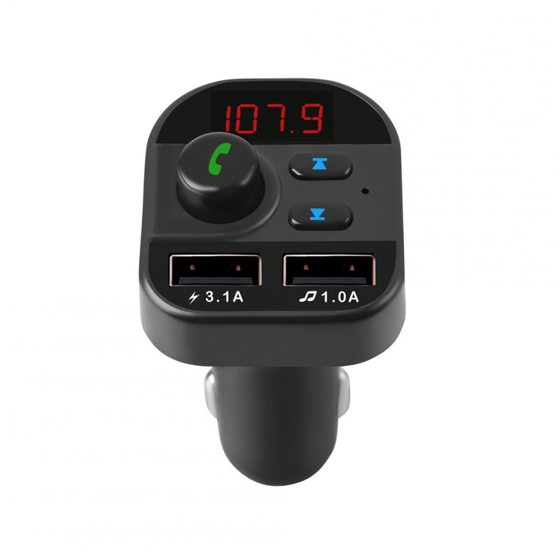 Car MP3 Player FM Transmitter Bluetooth Hands-free Phone Card Fast Charge Dual USB Photo Color
