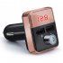 Car Mp3 Player Fm Transmitter Bluetooth compatible Hands free Dual Usb Wireless Charger black   rose gold