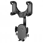 Car Phone Holder Rearview Mirror Mount Gps Navigation Bracket 360 Degrees Rotating Adjustable Clamp Cradles black