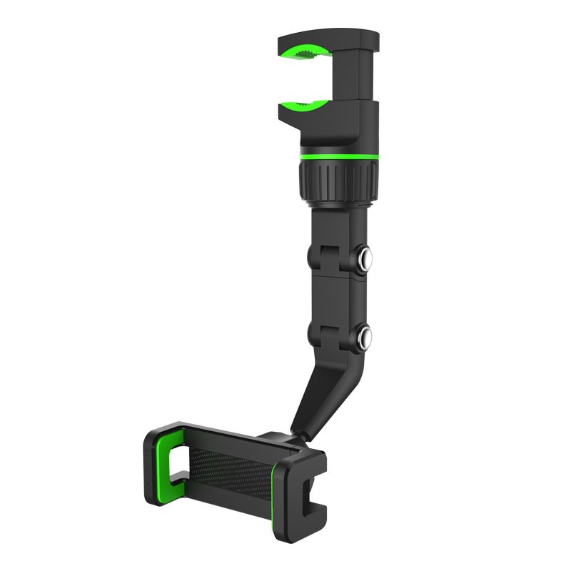 Car Phone Holder Multifunctional 360 Degree Rotation Auto Rearview Mirror Seat Hanging Clamp Bracket green