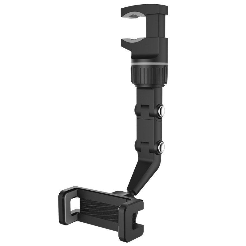 Car Phone Holder Multifunctional 360 Degree Rotation Auto Rearview Mirror Seat Hanging Clamp Bracket grey