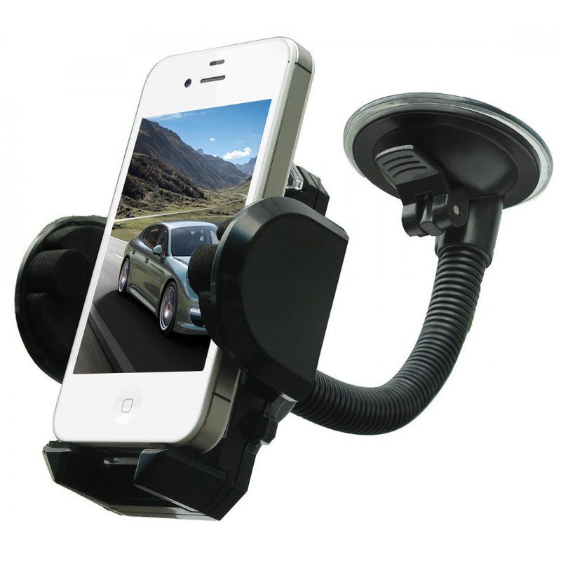 Car Phone Mount 360° Rotatable Cell Phone Holder Car Air Vent Bracket Dashboard Support Windshield Mount Adjustable Angle for Car Navigation  black