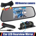 Car Rear View Backup Camera Kit 5 inch LCD HD Display 9LED Parking Night Vision Camera Monitor System IP68 Waterproof black