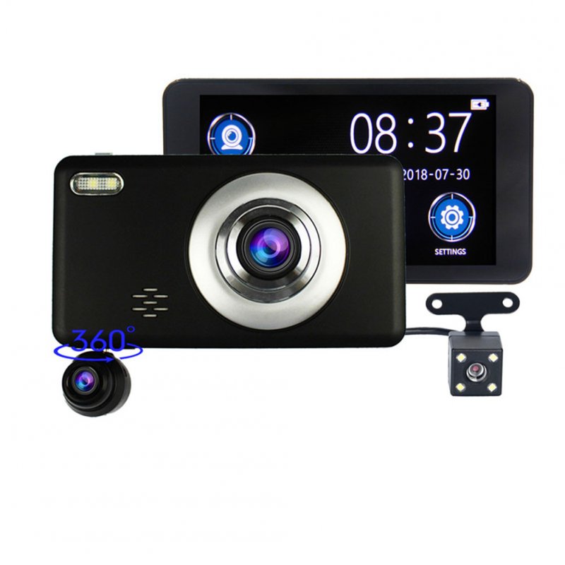 Car Recorder 3 Lens 360 Degree Rotation Front