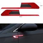 Car Reflective Strip Door Warning Reflector Carbon Fiber Universal Luminous Stickers Decals Side stickers   red and black