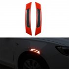 Car Reflective Strip Door Warning Reflector Carbon Fiber Universal Luminous Stickers Decals Wheel eyebrow sticker   red   black