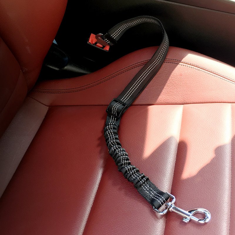Car Seat Belt Dog Leash Elastic Reflective Safety Traction Rope black_L