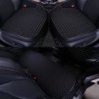 Car Seat Cover set Four Seasons Universal Design Linen Fabric Front Breathable Back Row Protection Cushion Classic black_Five-piece suit (small waist)