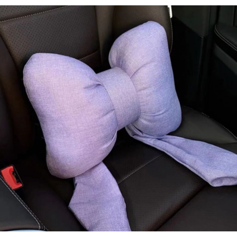 Car Seat Headrest Neck Rest Cushion, Big Bowknot Streamer Shaped Neck Pillow Quick Buckle Design Ergonomic Neck Lumbar Support