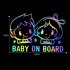 Car Stickers Baby On Board Cute twins Colorful Auto Decor Sticker Warning Safety Car Styling Decals colorful