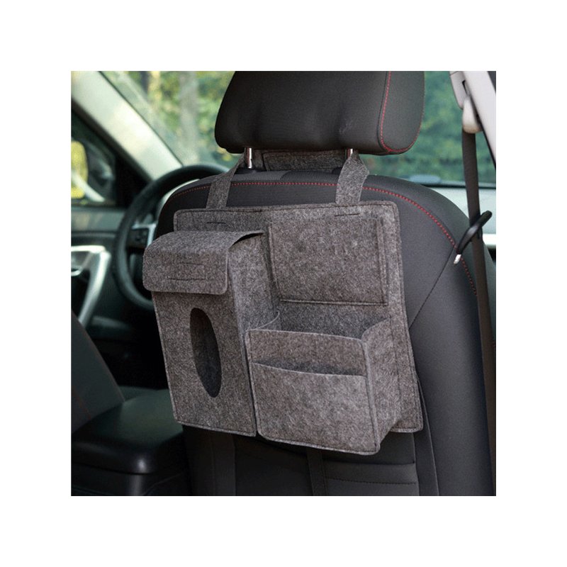 Car Styling Storage Bag Car Organizer Tissue Box Pouch Back Seat Storage Bag Dark gray_Car storage bag