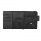 Car Sun Visor Organizer PU Fashion Multifunction PU Leather Storage Bag Pouch Card Sunglasses Holder Clip black
