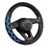 Car Supplies Steering Wheel Cover Genuine Leather SUV Four Seasons Universal Absorbent Non slip  Cow Skin Cover Black and blue 38cm