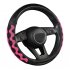 Car Supplies Steering Wheel Cover Genuine Leather SUV Four Seasons Universal Absorbent Non slip  Cow Skin Cover Black and pink 38cm