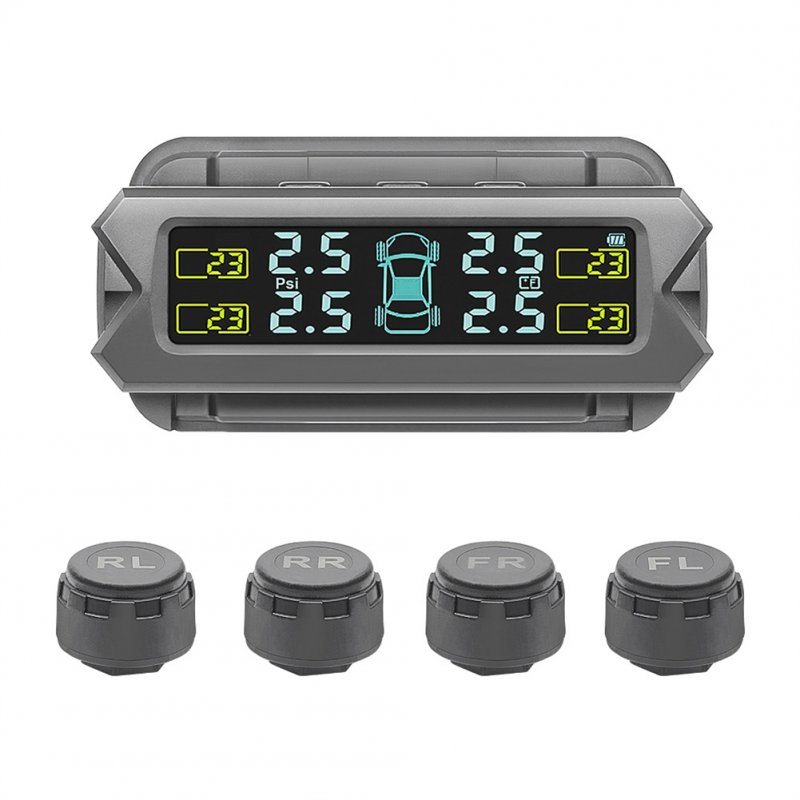 Car TPMS Tire Pressure Monitoring System with 4 Sensors Solar Power External
