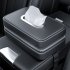 Car Tissue Holder Backseat Masks Dispenser Multifunctional Elastic Belt Leather Napkin Box Organizer black 9526