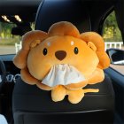 Car Tissue Holder Cute Cartoon Animals Plush Tissue Bag Plush Tissue Organizer For Car Backseat Home Office lion
