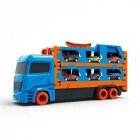 Car Transporter Truck Toys Container Truck With 6pcs Alloy Pull-back Cars Model Toys For Boys Birthday Gifts as shown