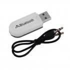 Car USB Bluetooth Adapter Audio Music Transmitter Receiver 3.5mm Aux For For Tv Pc Headphones White