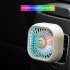 Car USB Fan For Air Vent Mounted  3 Speeds Low Noise Small Cooler With Colorful LED Light  Portable Fan For Car Vehicle  Van  Truck  SUV  RV White