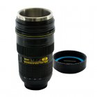 Car cup warmer in a gadgety camera lens style to always keep your drinks warm and as a fun way to trick your friends