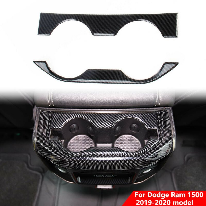 Carbon Fiber Inner Rear Cup  Holder  Trim  Cover  Panel For Dodge Ram 1500 2019-21 Carbon black