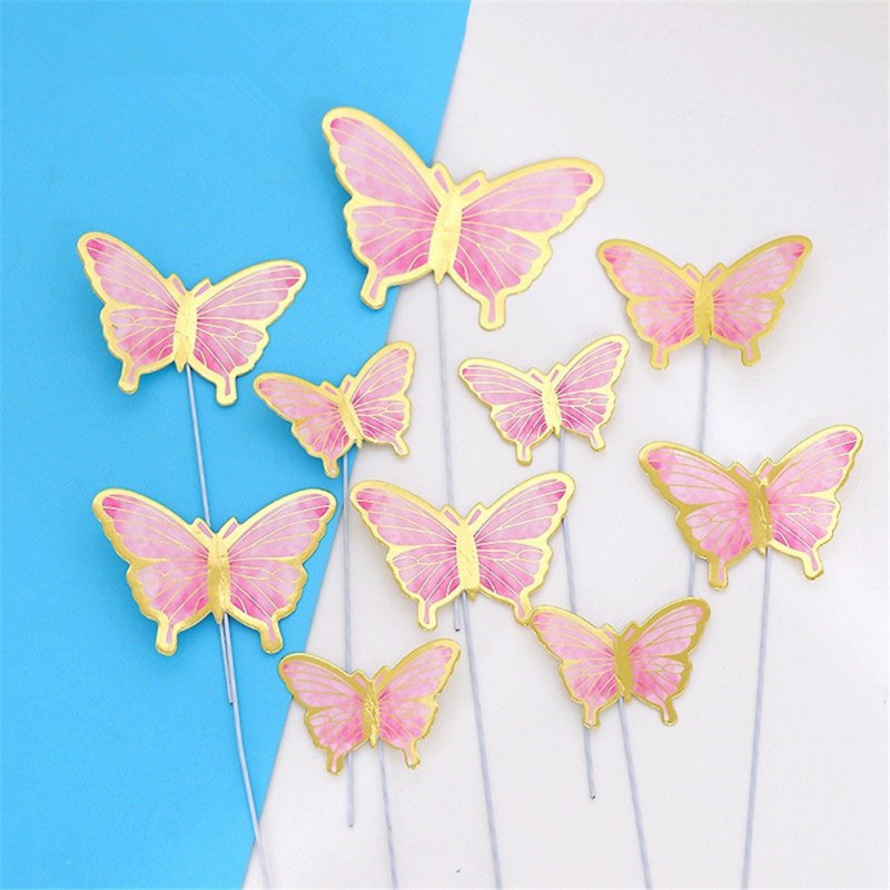 Cardboard Bronzing Cake  Decoration Butterfly Party Decorative Ornaments CP-659 pink