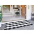 Carpet Doormat Cotton Plaid Floor Door Kitchen Bathroom Outdoor Porch Laundry Woven Carpet Black and white grid 60 130cm
