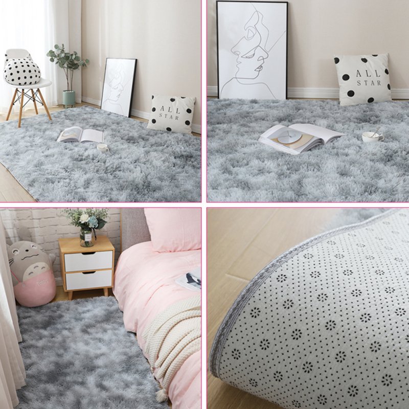 Carpet Tie Dyeing Plush Soft Floor Mat for Living Room Bedroom Anti-slip Rug light grey_40x60cm