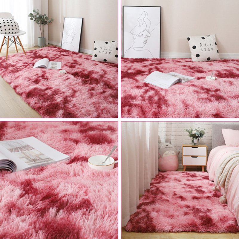 Carpet Tie Dyeing Plush Soft Floor Mat for Living Room Bedroom Anti-slip Rug dark red_40x60cm