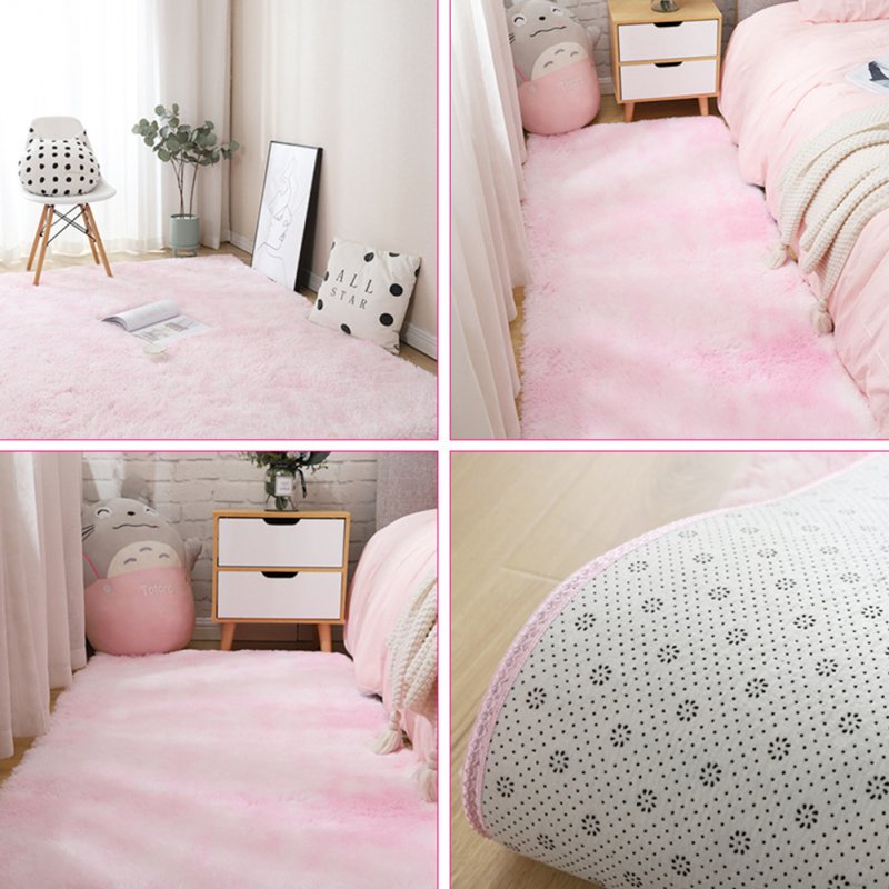 Carpet Tie Dyeing Plush Soft Floor Mat for Living Room Bedroom Anti-slip Rug Pink_40x60cm