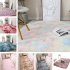 Carpet Tie Dyeing Plush Soft Floor Mat for Living Room Bedroom Anti slip Rug Pink 40x60cm