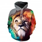 Cartoon 3D Lion Printing Hoodie Casual Long Sleeve Hooded Pullover Sweatshirt Tops Christmas Gift lion XXL