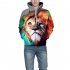 Cartoon 3D Lion Printing Hoodie Casual Long Sleeve Hooded Pullover Sweatshirt Tops Christmas Gift lion XL