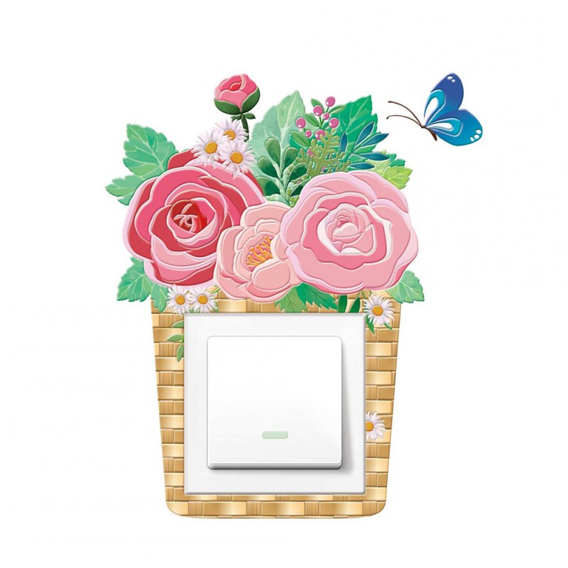 Cartoon 3D Noctilucence Self-adhesion Wall Switch Sticker for Home Decoration K015 rose flower