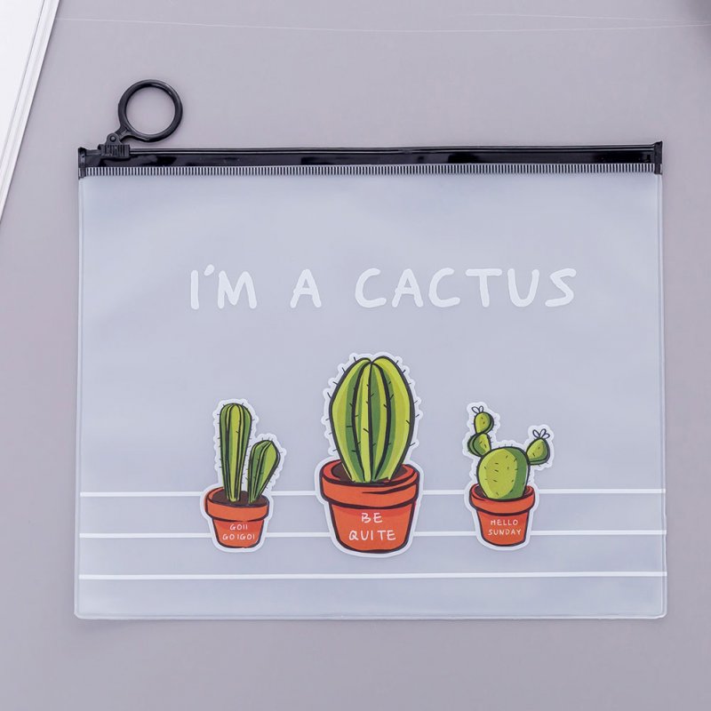Cartoon Cactus Printing Transparent Pencil Case Big Capacity Stationery Pouch