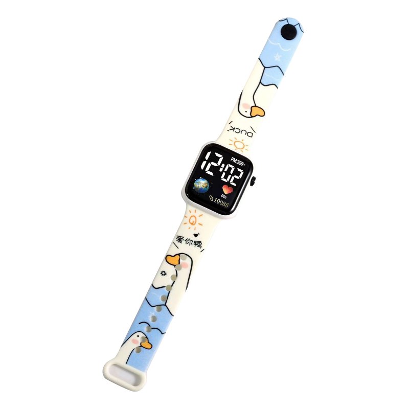 Cartoon Earth Electronic Wrist Watch Color Printing Led Square Dial Watch For Student 12