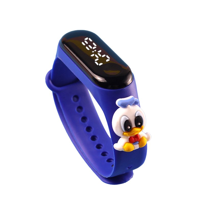 Cartoon Electronic Watch For Men Women Cartoon Doll Touch Screen Wrist Watch For Student A-Sapphire Blue