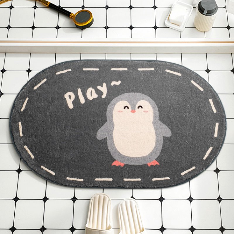 Cartoon Floor Mats Absorbent Quick Dry Foot Mat Rug for Bathroom Bedroom 40*60cm penguin