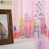 Cartoon House Printing Curtain Tulle for Living Room Bedroom Children Room Window Screening Blue christmas room paper print 1m wide x 2m high