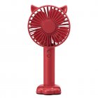 Cartoon Portable Mini Fan With Led Light Strong Wind Handheld Electric Fan With Mobile Phone Holder red