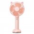 Cartoon Portable Mini Fan With Led Light Strong Wind Handheld Electric Fan With Mobile Phone Holder Navy blue