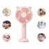 Cartoon Portable Mini Fan With Led Light Strong Wind Handheld Electric Fan With Mobile Phone Holder Navy blue