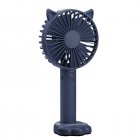 Cartoon Portable Mini Fan With Led Light Strong Wind Handheld Electric Fan With Mobile Phone Holder Navy blue
