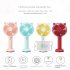 Cartoon Portable Mini Fan With Led Light Strong Wind Handheld Electric Fan With Mobile Phone Holder Navy blue