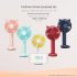Cartoon Portable Mini Fan With Led Light Strong Wind Handheld Electric Fan With Mobile Phone Holder Navy blue