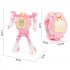 Cartoon Transformable Robot Electronic Wristwatch Digital Display Watch Child Boy Girl Toy pink