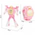 Cartoon Transformable Robot Electronic Wristwatch Digital Display Watch Child Boy Girl Toy pink