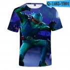 Casual 3D Cartoon Pattern Round Neck T shirt Picture color AB XL