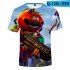 Casual 3D Cartoon Pattern Round Neck T shirt Picture color AC XS